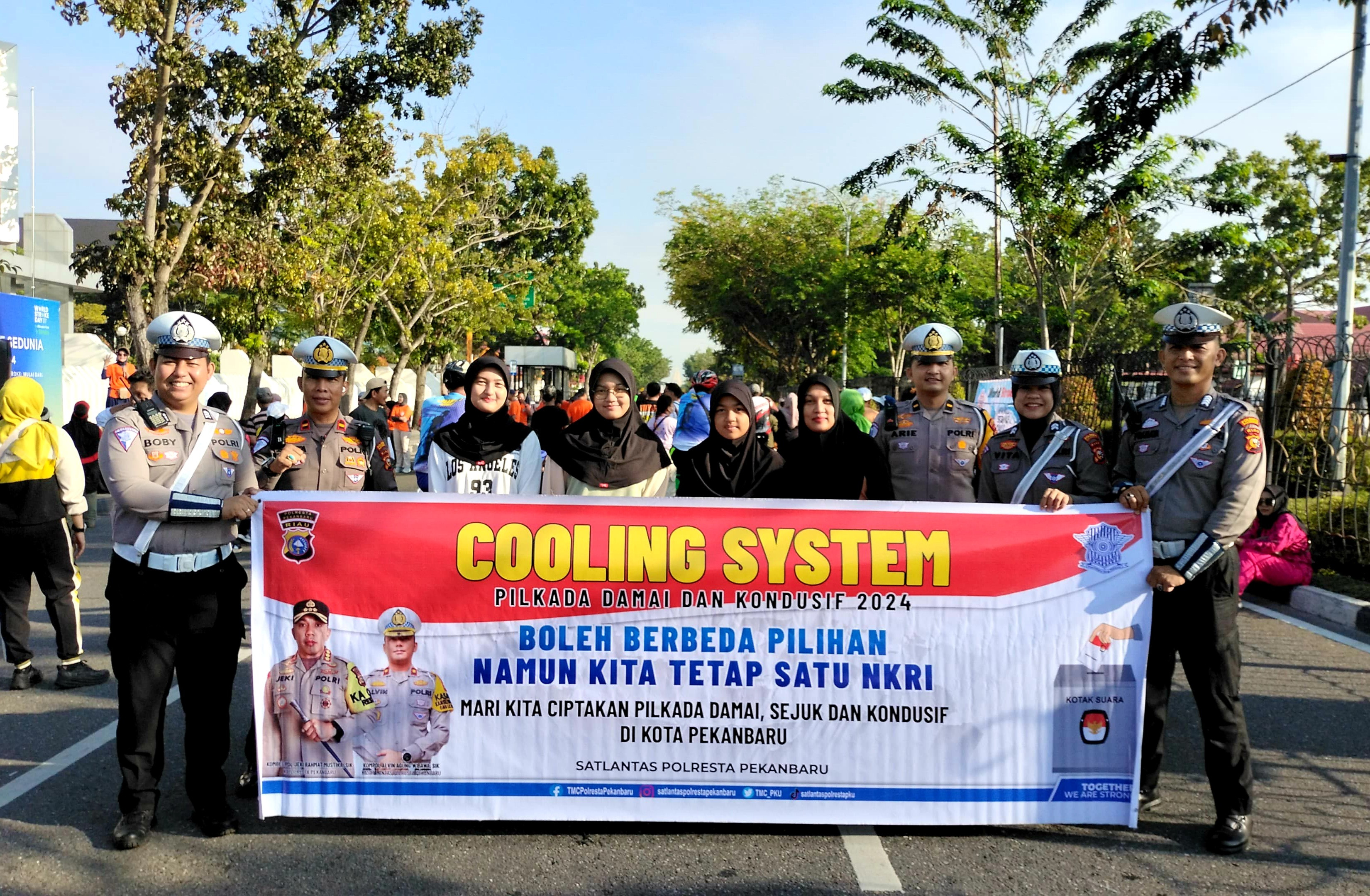 Satlantas Pekanbaru Giat Pengamanan CFD Seruhkan Pilkada Damai