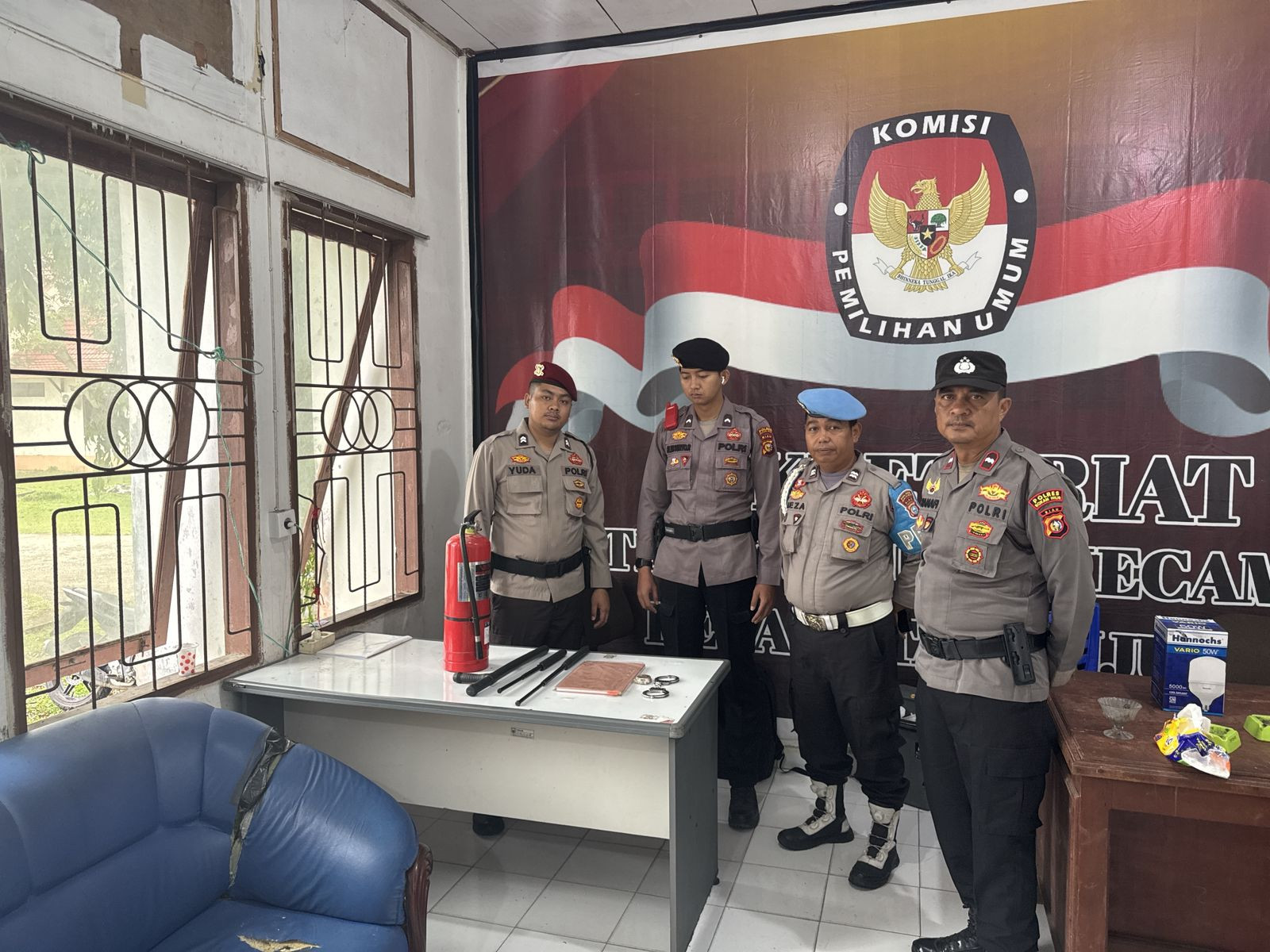 Demi Keamanan, Polsek Pujud Cek dan Kawal Ketat Gudang Logistik PPK Pujud