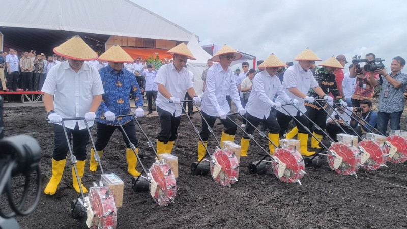 Kick Off Ketahanan Pangan, 60 Hektar Lahan di Siak Ditanam Padi Gogo