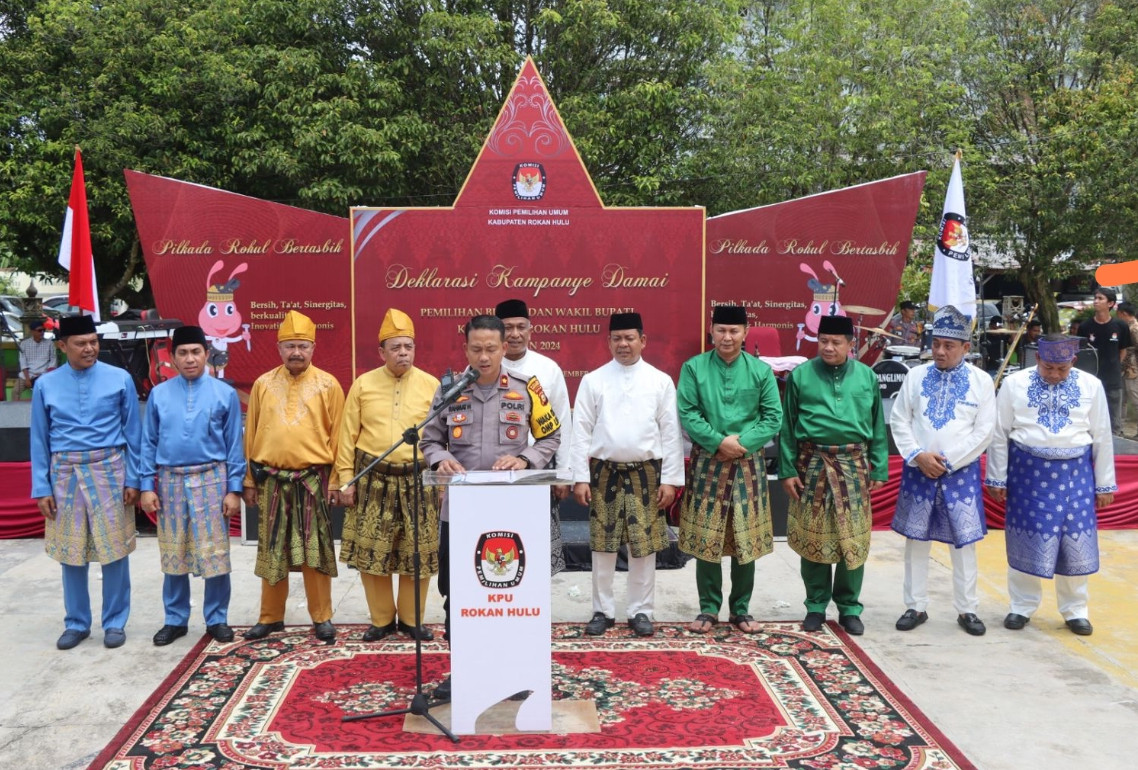 Polres Rohul Bersama KPU Gelar Deklarasi Pilkada Damai dan Kampanye Berkeselamatan Pilkada 2024