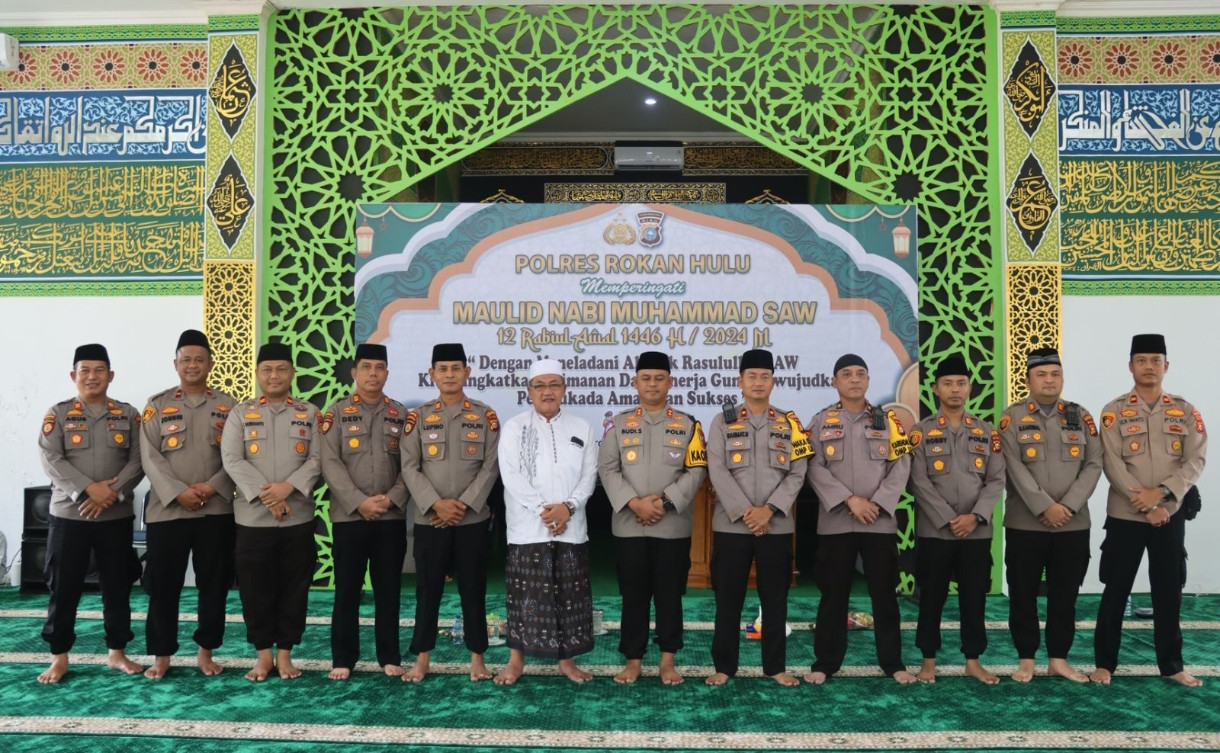 Momen Maulid Nabi, Polres Rohul Gelar Doa Bersama Wujudkan Pilkada Damai