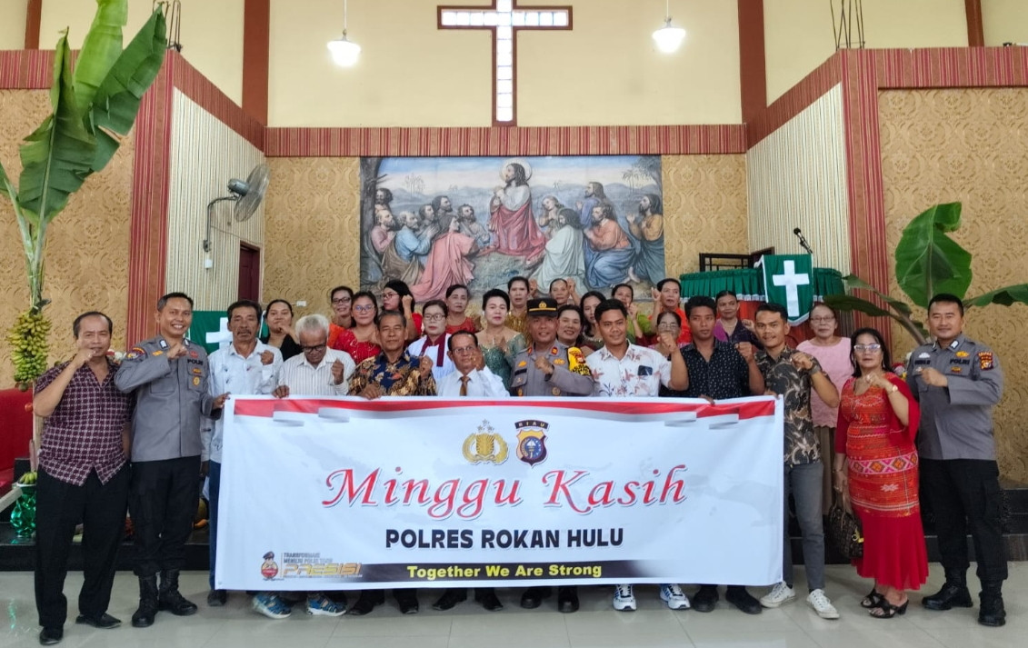Gelar Minggu Kasih dan Cooling System, Polres Rohul Ajak Jemaat Jaga Kamtibmas Selama Tahapan Pilkada