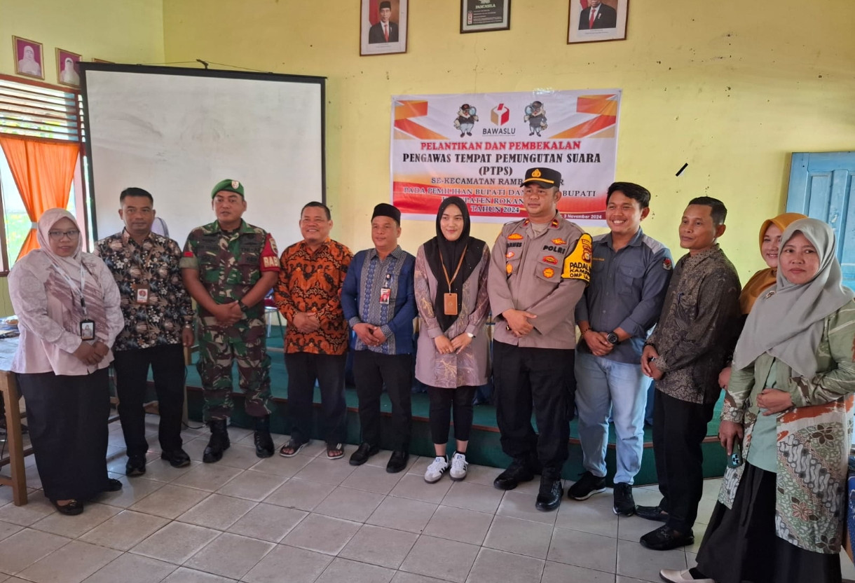 Pelantikan Pengawas TPS, Kapolsek Rambah Hilir Sampaikan Pesan Cooling System