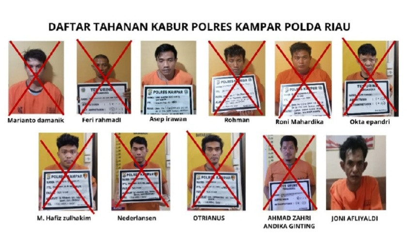 Dalam Dua Hari 9 Tahanan Kabur Berhasil Ditangkap, Dua Masih Diburu