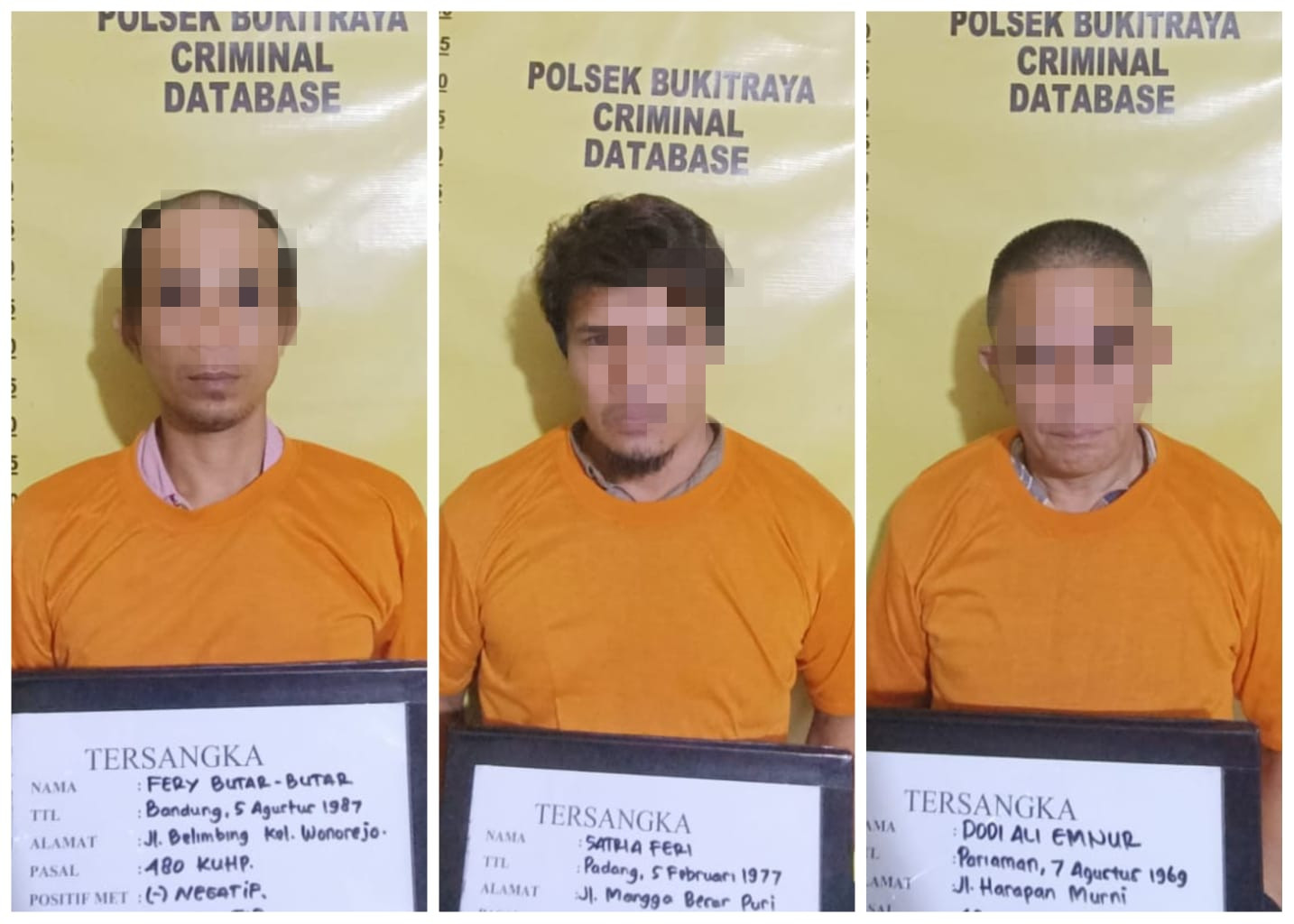Tiga Penadah Motor Rampasan Diringkus Polsek Bukit Raya