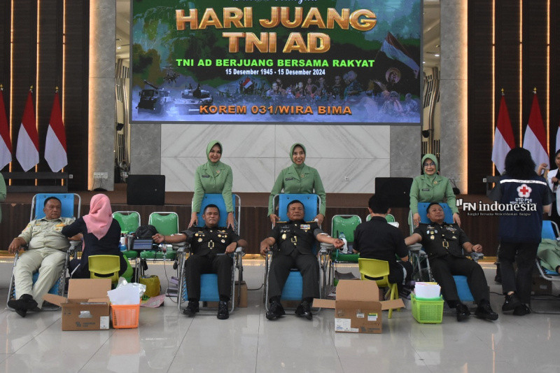 Korem 031/WB Gelar Bakti Kesehatan Donor Darah Dalam Rangka Hari Juang TNI AD Ke-79 