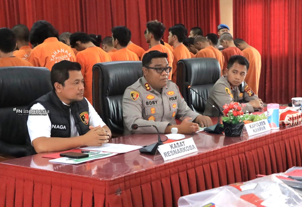 Polres Kampar Ungkap 51 Kasus Narkoba, 66 Tersangka Diamankan dalam Operasi Antik Lancang Kuning 2025