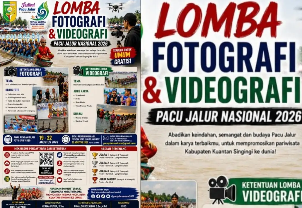 Lomba Fotografi dan Videografi Pacu Jalur Nasional 2026 Dibuka Gratis, Ada Trofi dan Uang Pembinaan