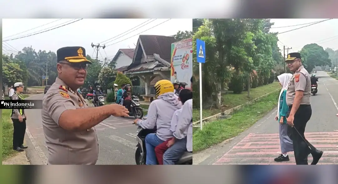 Bukan Sekadar Mengatur Lalu Lintas, Kapolres Kampar Hadir Menjaga Senyum Anak Sekolah